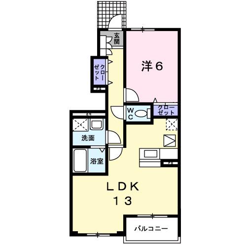 メゾン・ド・ジュネス(1LDK/1階)の間取り写真
