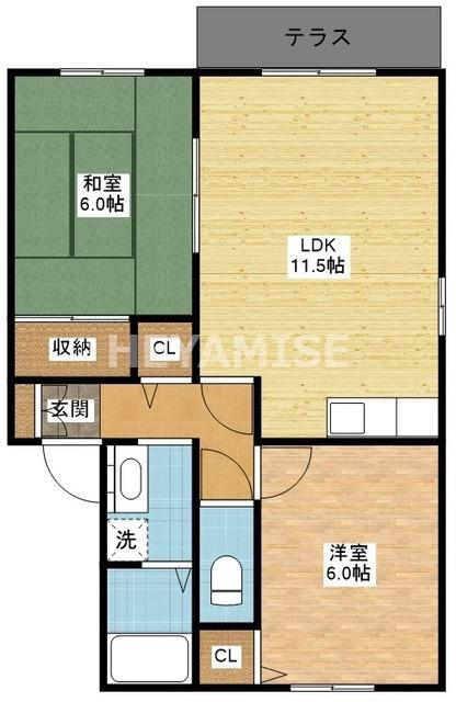 セジュール西村(2LDK/1階)の間取り写真