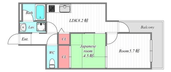 アーバンエクセルイチヨシ(2DK/9階)の間取り写真