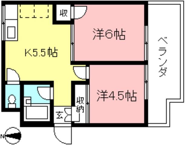 いずみハウス(2DK/1階)の間取り写真
