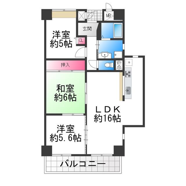 ブリッジフィールドI(3LDK/3階)の間取り写真