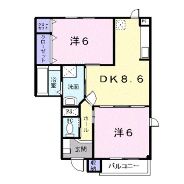 フィデールAB(2DK/1階)の間取り写真