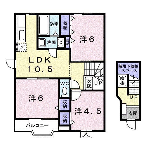クレストールPARK B(3LDK/2階)の間取り写真