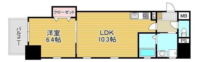 デザイナープリンセス・リバーサイド(1LDK/2階)の間取り写真
