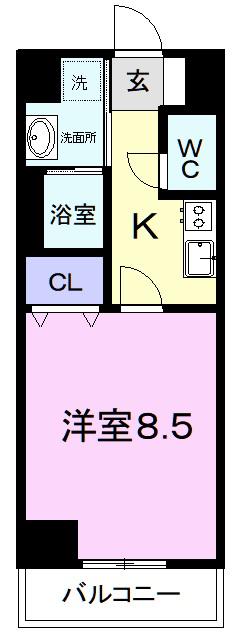 ミリュー(1K/4階)の間取り写真