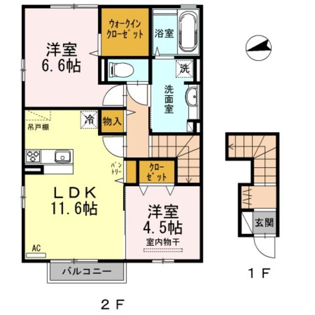 リッシュ宮内 II(2LDK/2階)の間取り写真