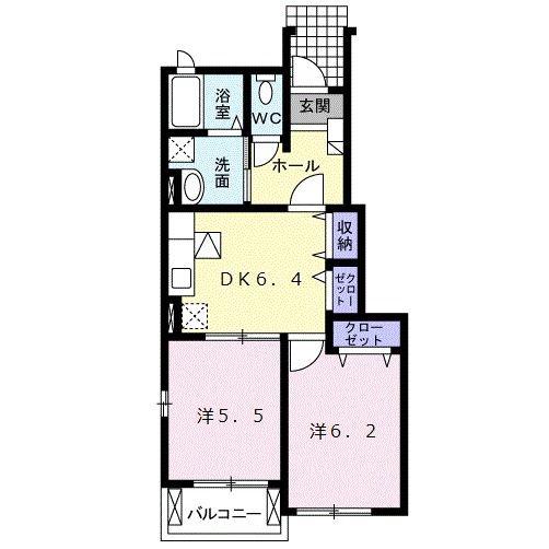 シュトラール I(2DK/1階)の間取り写真