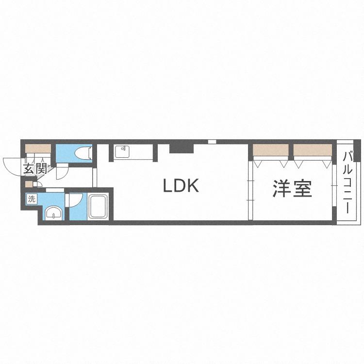 ブラービ南船場(1LDK/10階)の間取り写真
