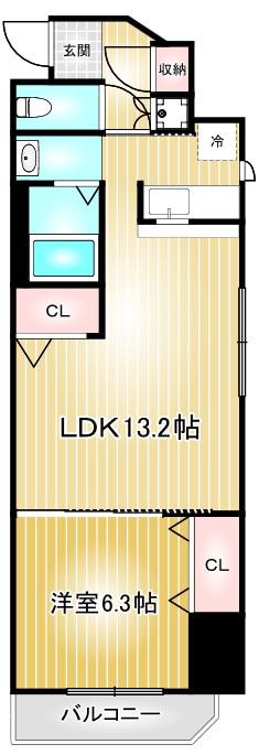 グランデージ則武(1LDK/8階)の間取り写真