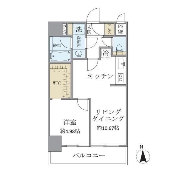 イズム中野坂上(1LDK/6階)の間取り写真