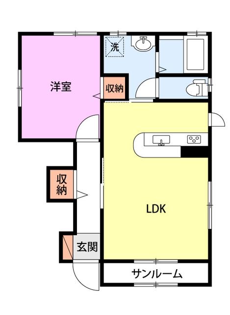 プライムコート江陽(1LDK/1階)の間取り写真