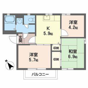 シエスタ(3K/2階)の間取り写真