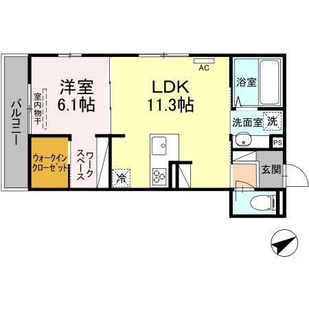 ジラソーレ中店(1LDK/3階)の間取り写真