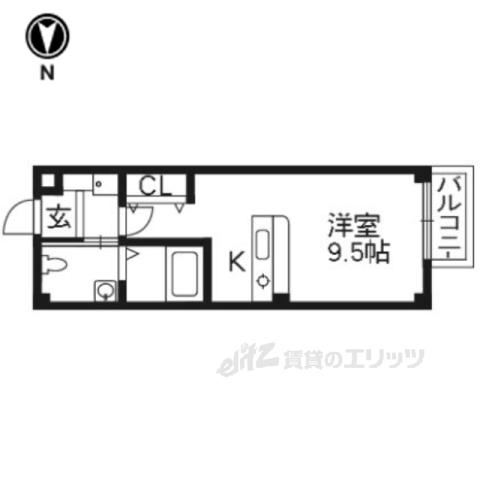 KYOTOHOUSE西洞院(1K/2階)の間取り写真
