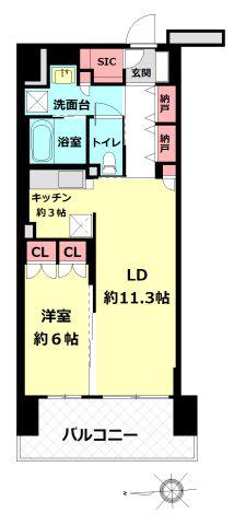 デュオセーヌ柏の葉キャンパス(1LDK/5階)の間取り写真