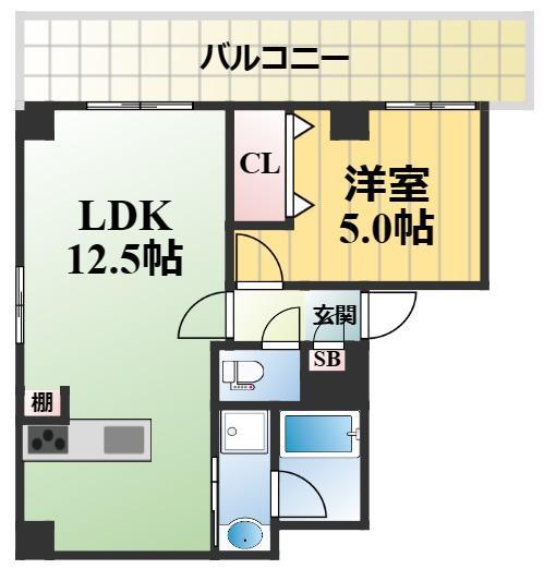 ゼクス鴫野東(1LDK/8階)の間取り写真