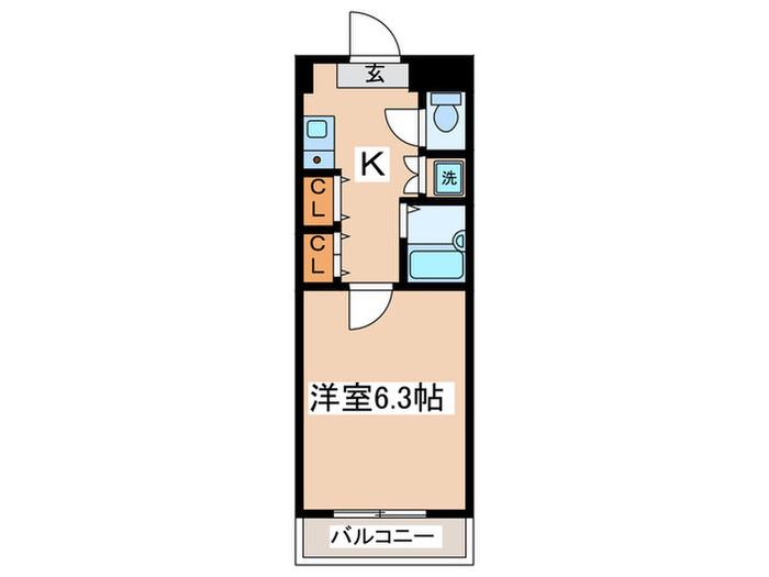 パークサイド芝原(1K/2階)の間取り写真