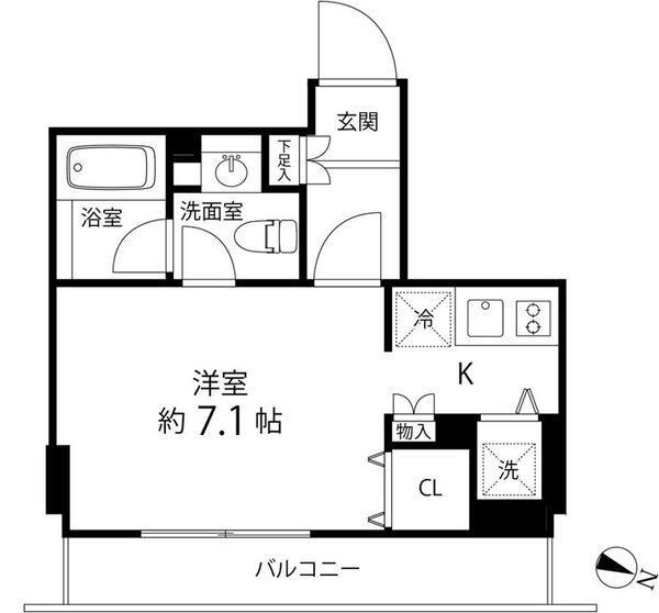 麻布十番レジデンス(ワンルーム/5階)の間取り写真