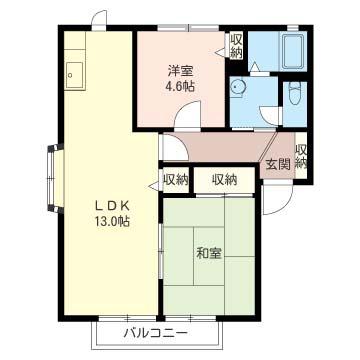 ポアロ金森(2LDK/2階)の間取り写真