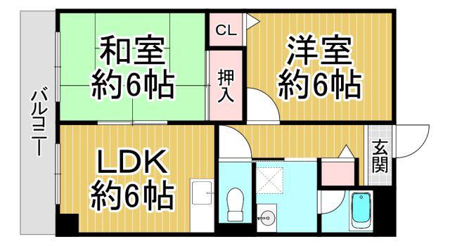 ヴェルテスIKEMOTO(2LDK/4階)の間取り写真