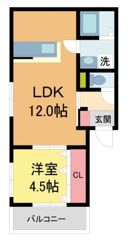 GRAND JETE萩原(1LDK/2階)の間取り写真