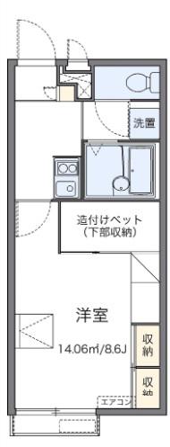 レオパレス南備後(1K/1階)の間取り写真