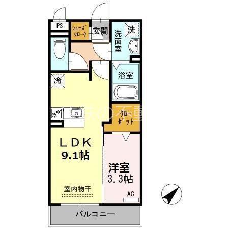 プリマテラッセ(1LDK/3階)の間取り写真