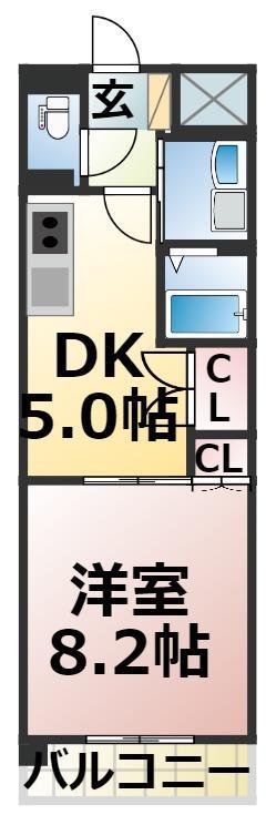 メゾン本山(1DK/2階)の間取り写真