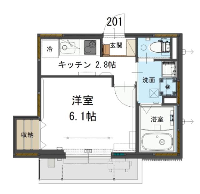 LA FELICE(1K/2階)の間取り写真