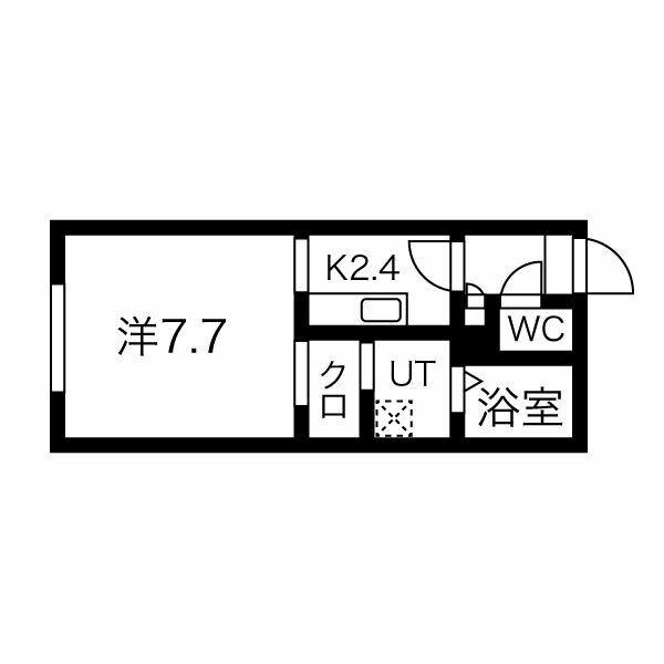 PECHE桑園 B(1K/3階)の間取り写真