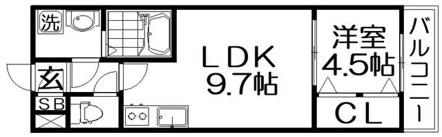 ケイメゾン2(1LDK/1階)の間取り写真