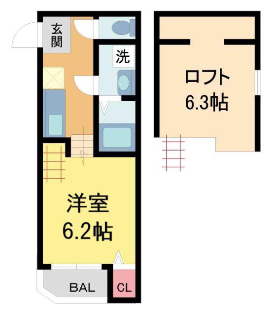 フェアレディ(1SK/2階)の間取り写真