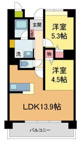 セリシール夙川苦楽園(1SLDK/4階)の間取り写真