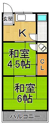 光マンション(2K/4階)の間取り写真