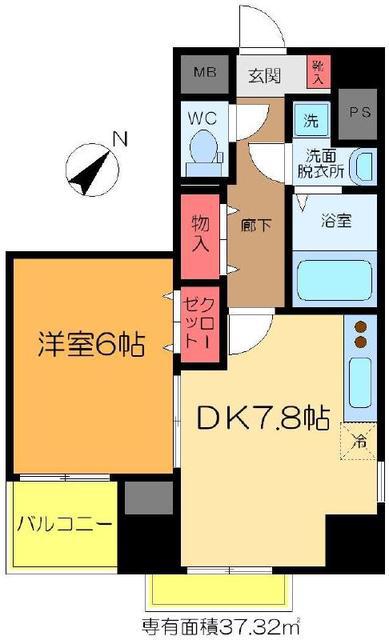 コーラル グラン(1DK/5階)の間取り写真