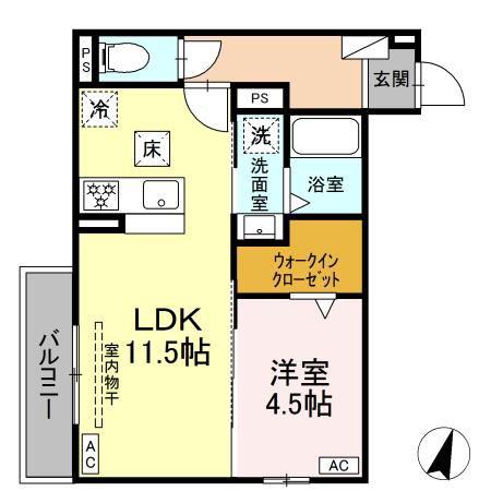 プルミエール今之浦(1LDK/1階)の間取り写真