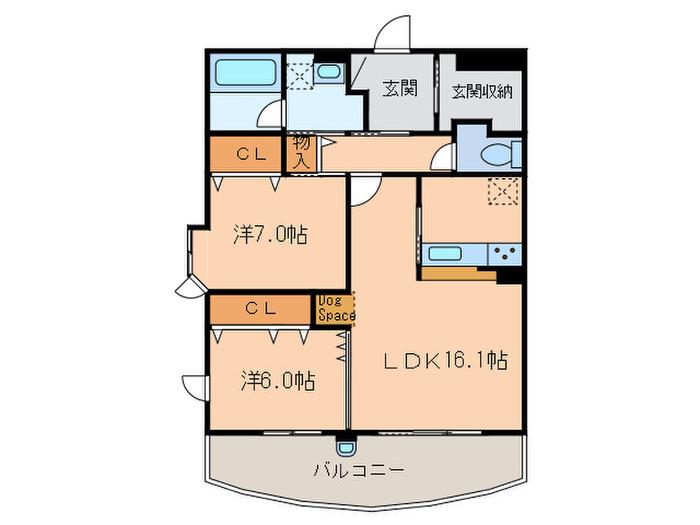 LOUVE(2LDK/3階)の間取り写真