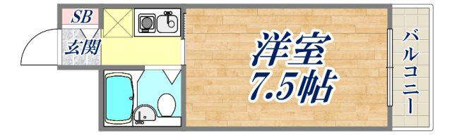 ロールス園田(1K/1階)の間取り写真