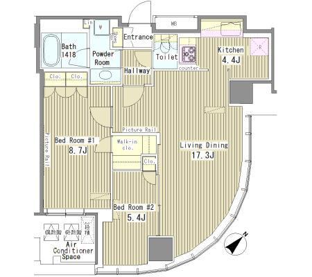 MY TOWER RESIDENCE(2LDK/13階)の間取り写真