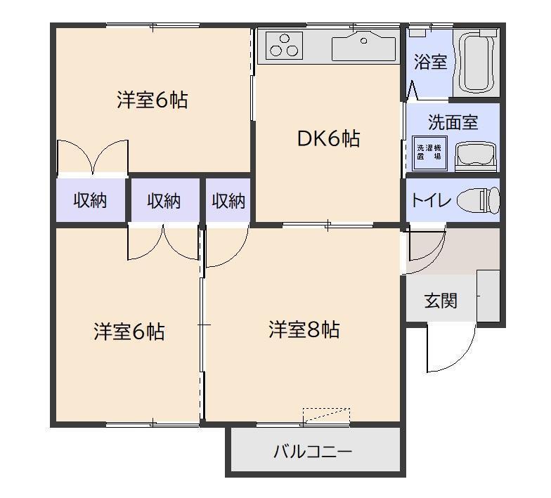 グリーンパーク類家C(3DK/1階)の間取り写真