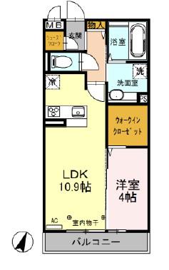 レセーナ(1LDK/2階)の間取り写真
