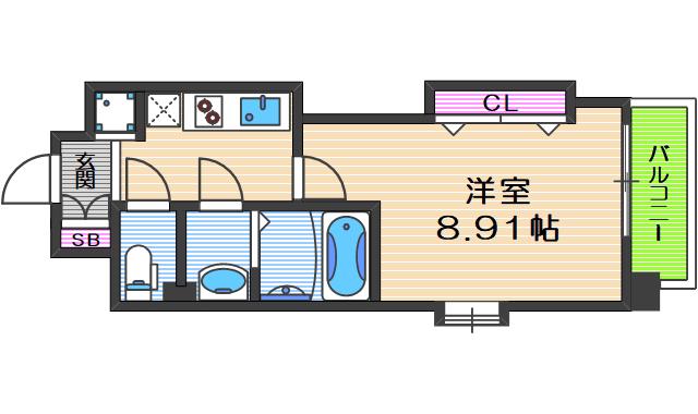 LUXE難波西III(1K/12階)の間取り写真