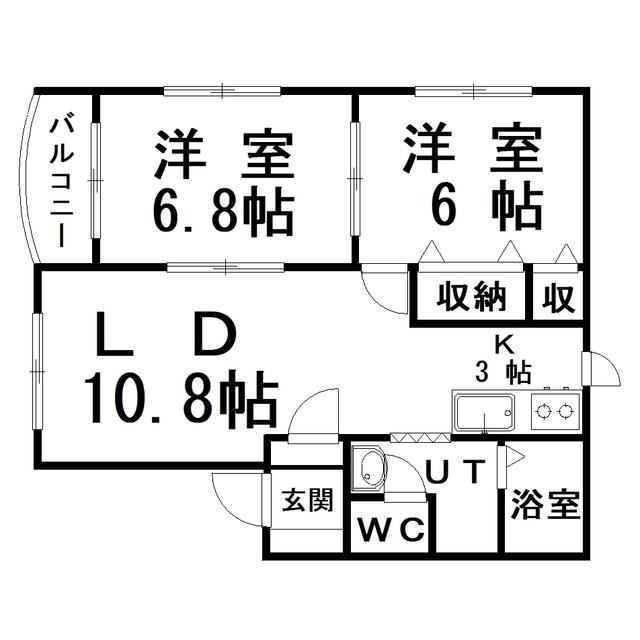 グローリアス二番館(2LDK/2階)の間取り写真
