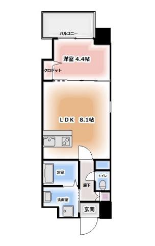 アンピールメゾン天神北(1LDK/7階)の間取り写真