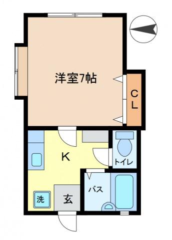 ブルク南水元(1K/2階)の間取り写真