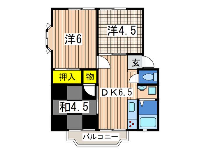ロングエステートハウス(3DK/1階)の間取り写真