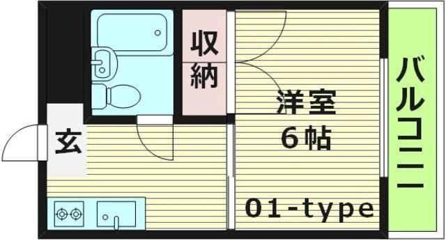 レジデンス都島(1DK/5階)の間取り写真