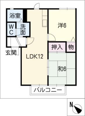 ベイサージュ玉垣(2LDK/2階)の間取り写真