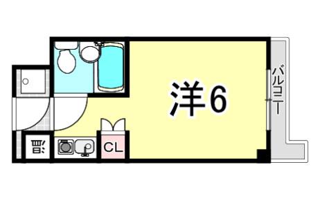 ヴィラサンローズ(ワンルーム/2階)の間取り写真