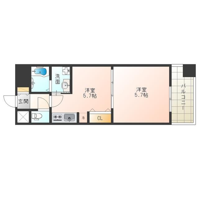 クラフト福島野田(1DK/8階)の間取り写真